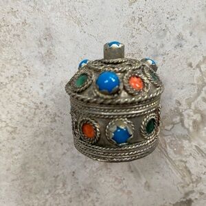 Morrocan Decorative Enamel And Beads Metal Tins Lot Of 15